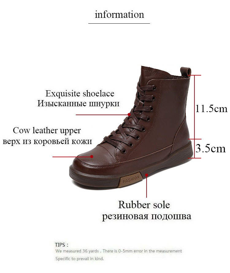 Handmade Retro Leather Ankle Boots: Women's Winter Flats - true deals club