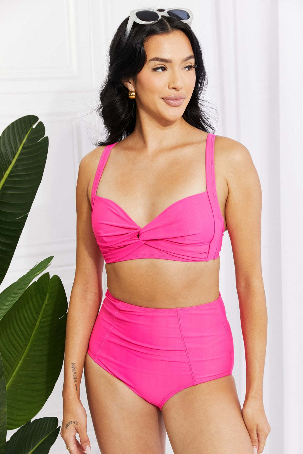 Maxct &Marina West Swim Take A Dip Twist High-Rise Bikini in Pink