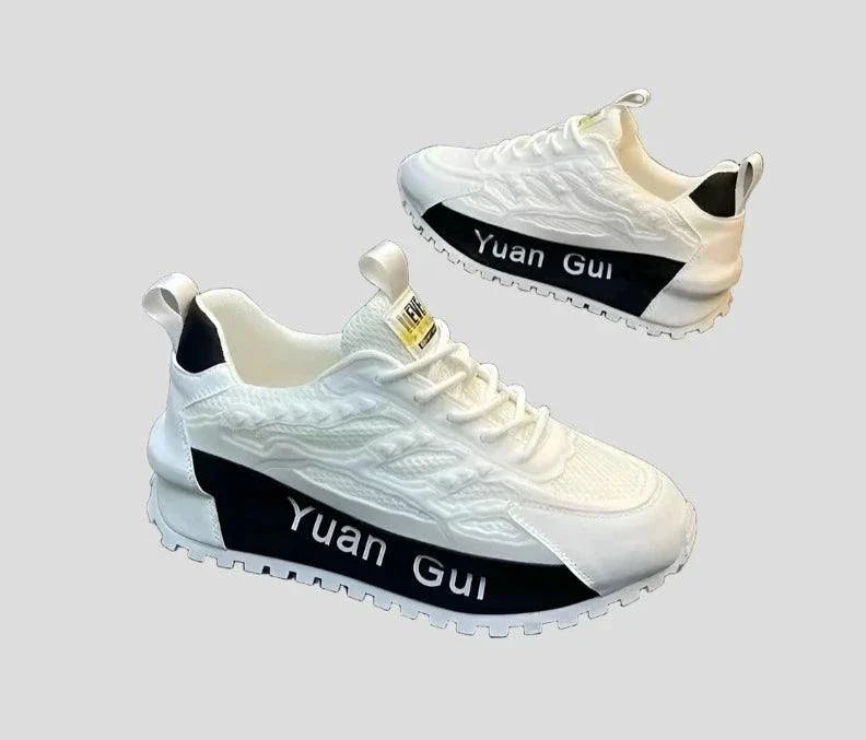 Men's Yuan Gui Platform Trainers Fusion of Leather & Mesh Shoes Maxct