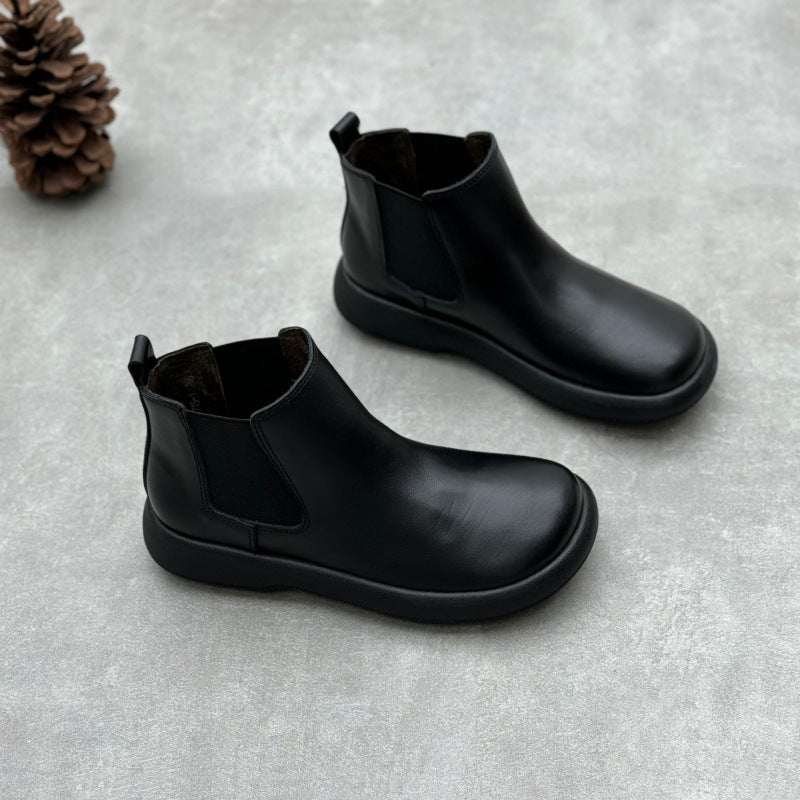 Maxct Women Vintage Minimalist Genuine Leather Chelsea Boots