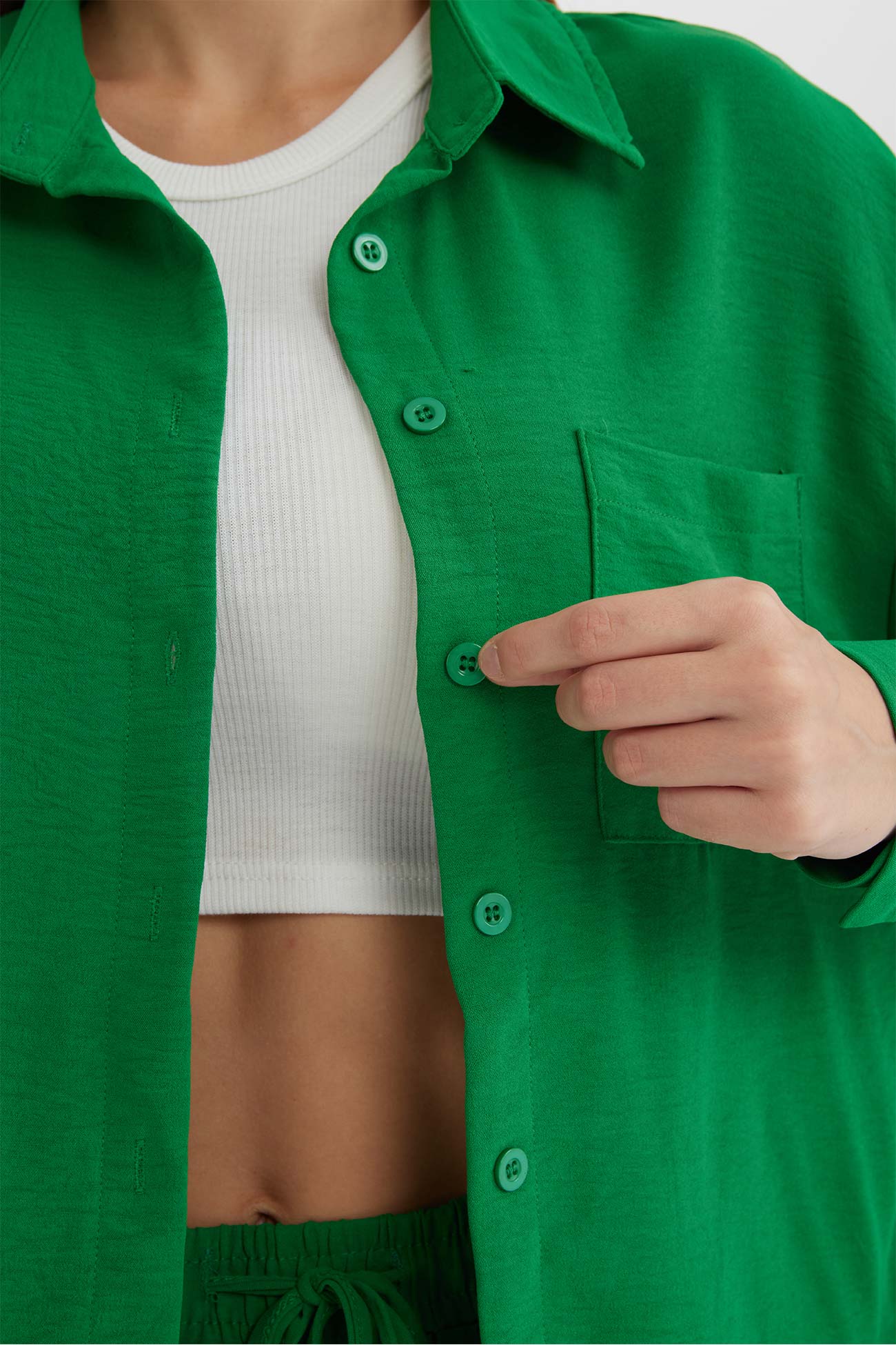 Maxct Long Sleeve Solid Color Shirt Long Pants Set - Image 36