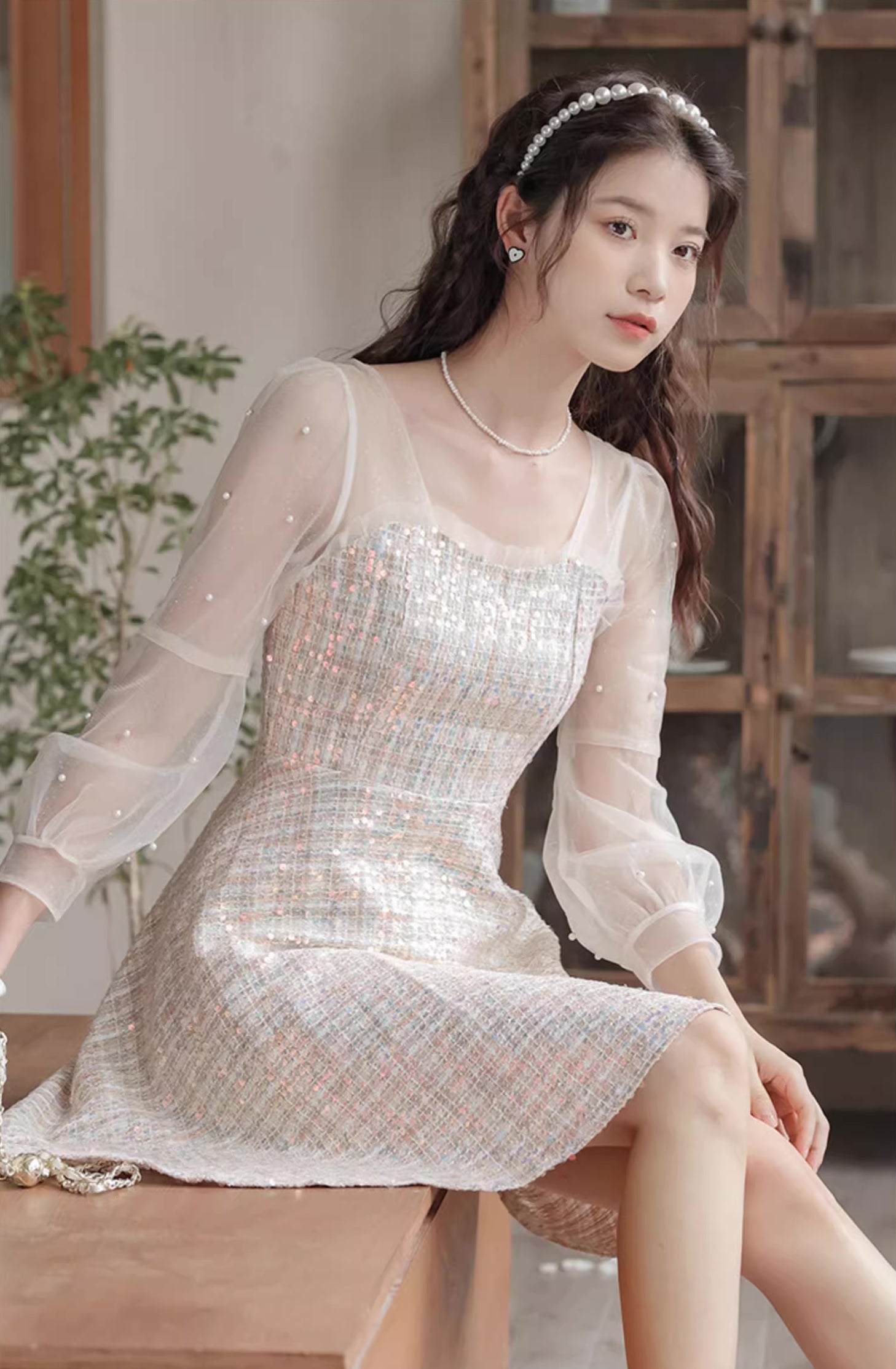 Daytime Sequin Tweed Mini Dress Maxct