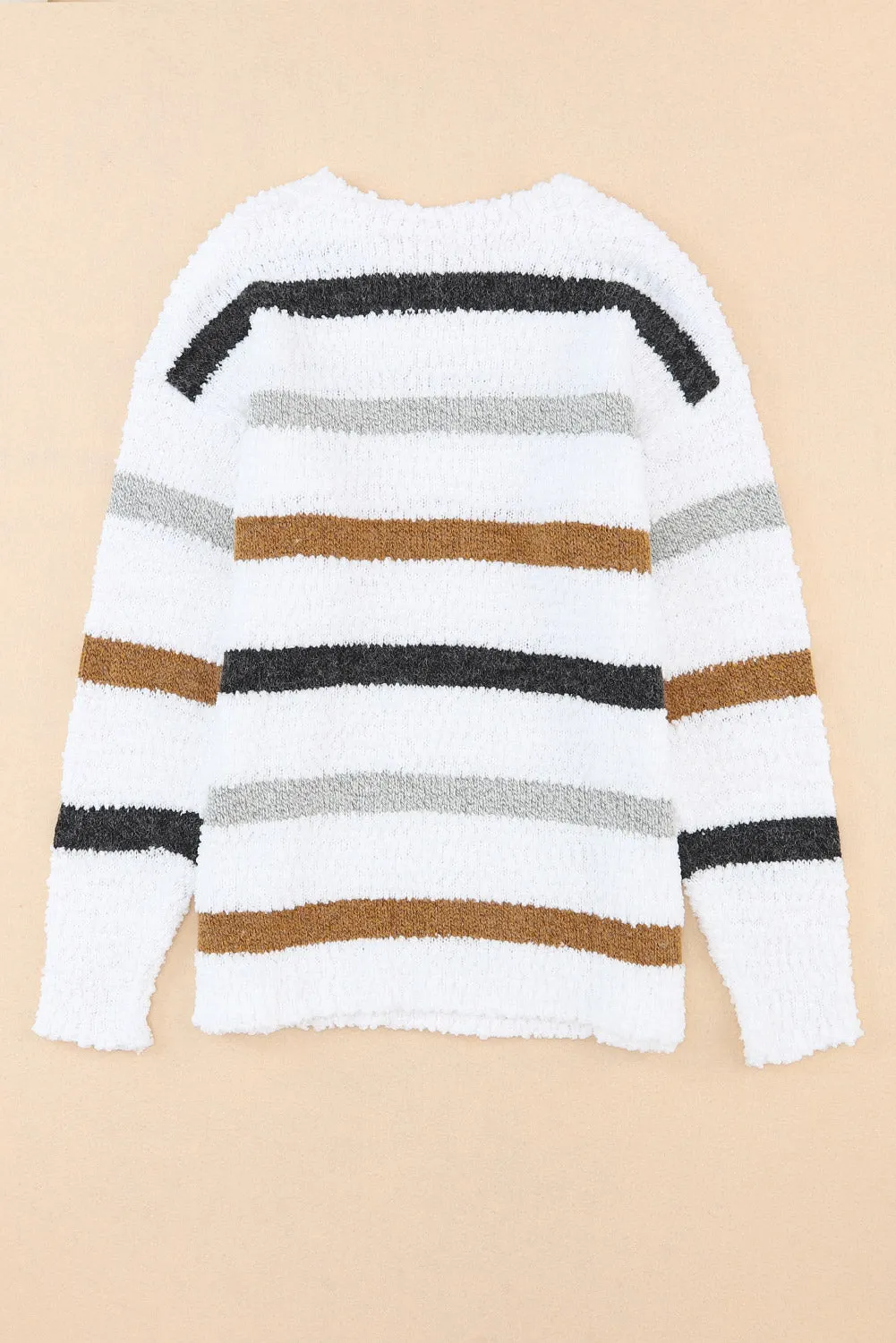 Maxct &Striped Round Neck Dropped Shoulder Sweater
