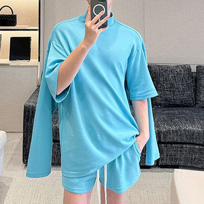 Maxct Multi-sleeve Sweatshirt and Shorts Two-piece Set