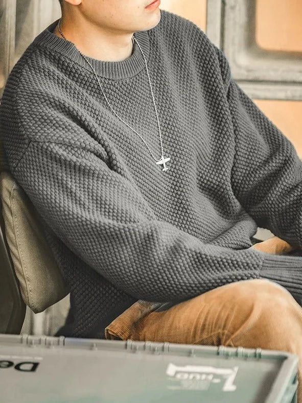 Maxct Popcorn Knit Crewneck Sweater