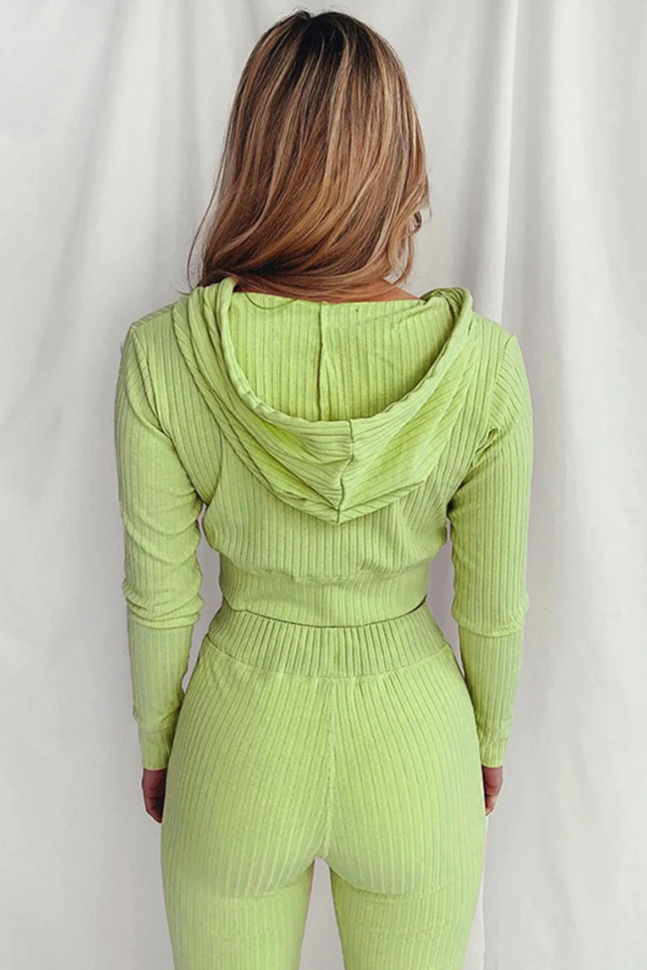 Maxct Ribbed Knit Hoodie Long Pants Suits
