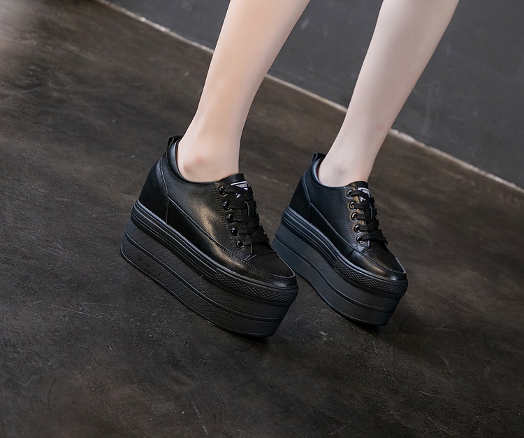 12cm Leather Vulcanized Shoes for Women - true-deals-club