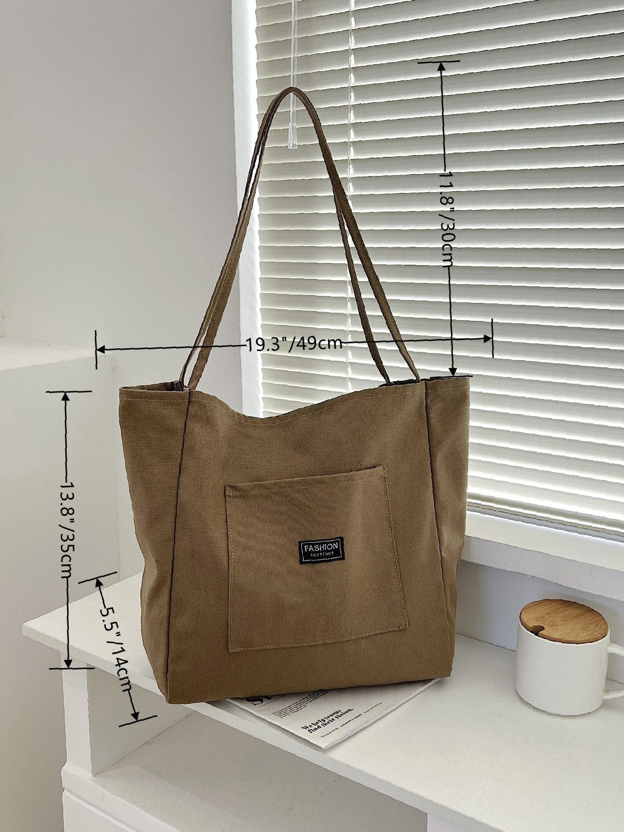 Maxct - Letter Patch Shoulder Tote Bag  - Women Tote Bags