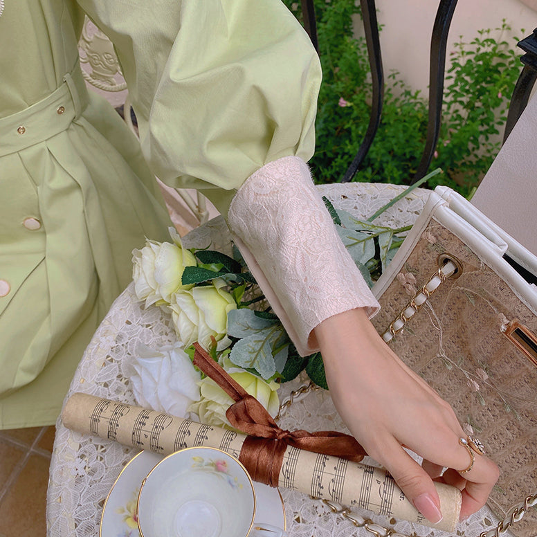 Matcha Peter Pan Pleated Dress Maxct