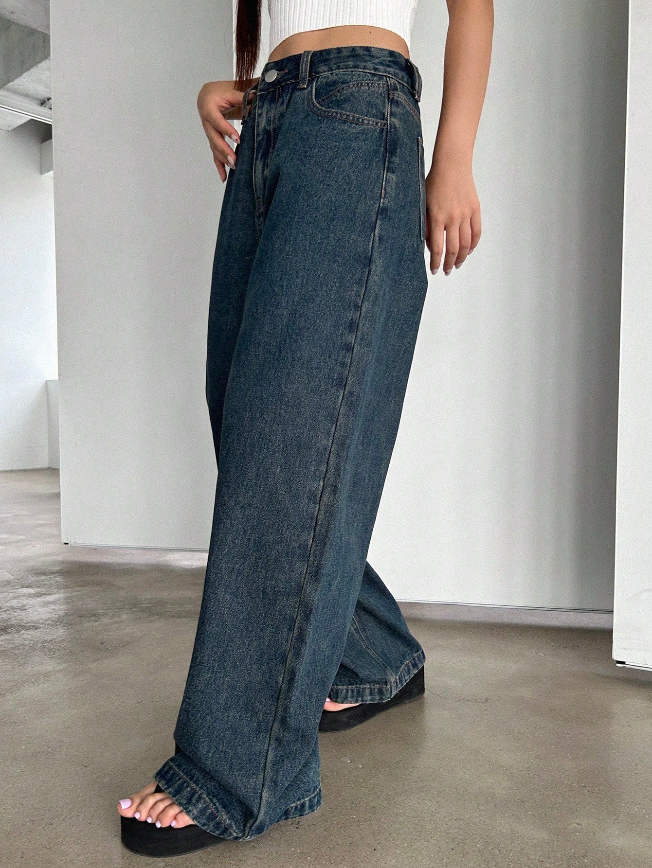 Maxct Women's Loose Fit Wide Leg Denim Pants With Pockets, Casual