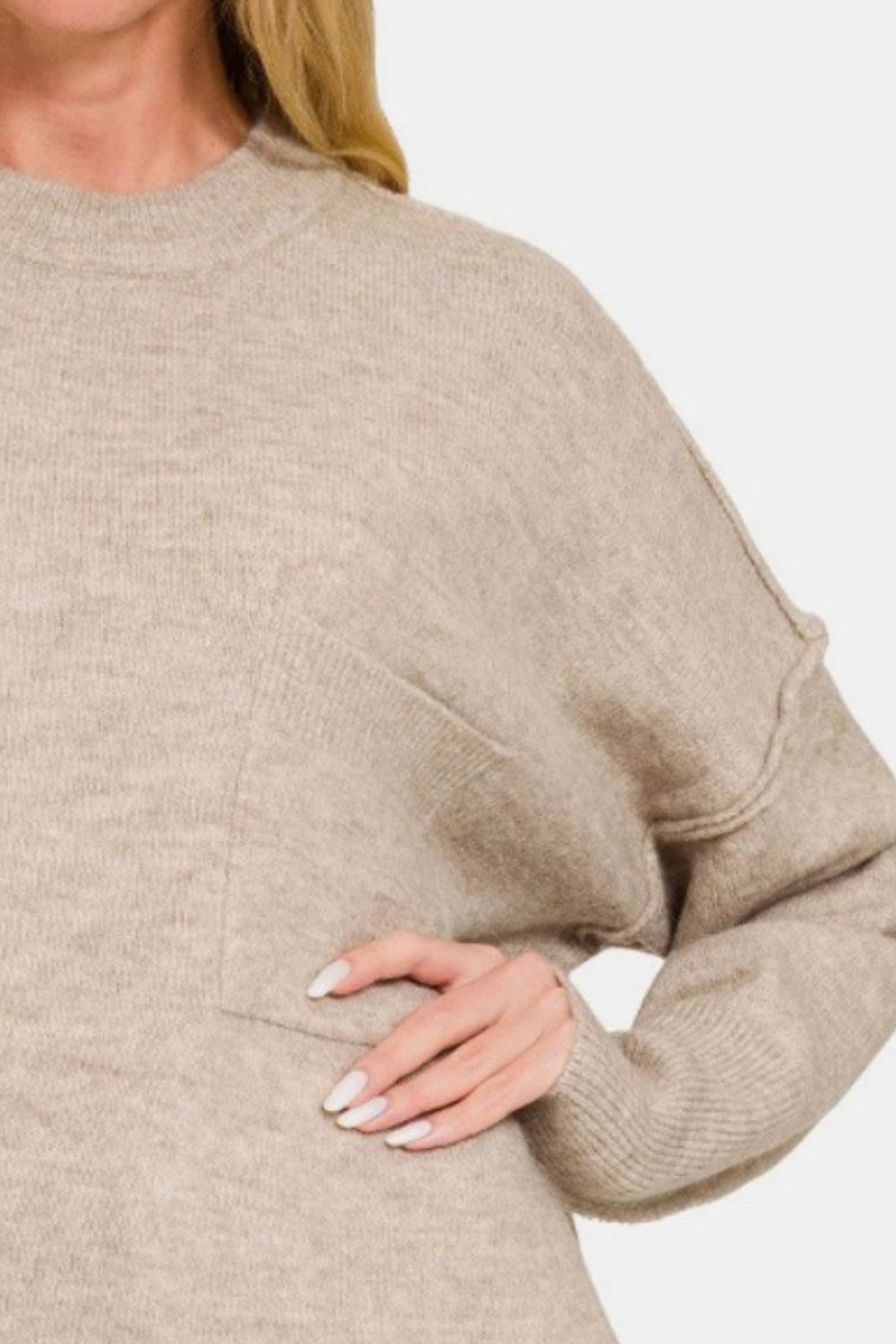 Maxct &Zenana High-Low Hem Drop Shoulder Sweater