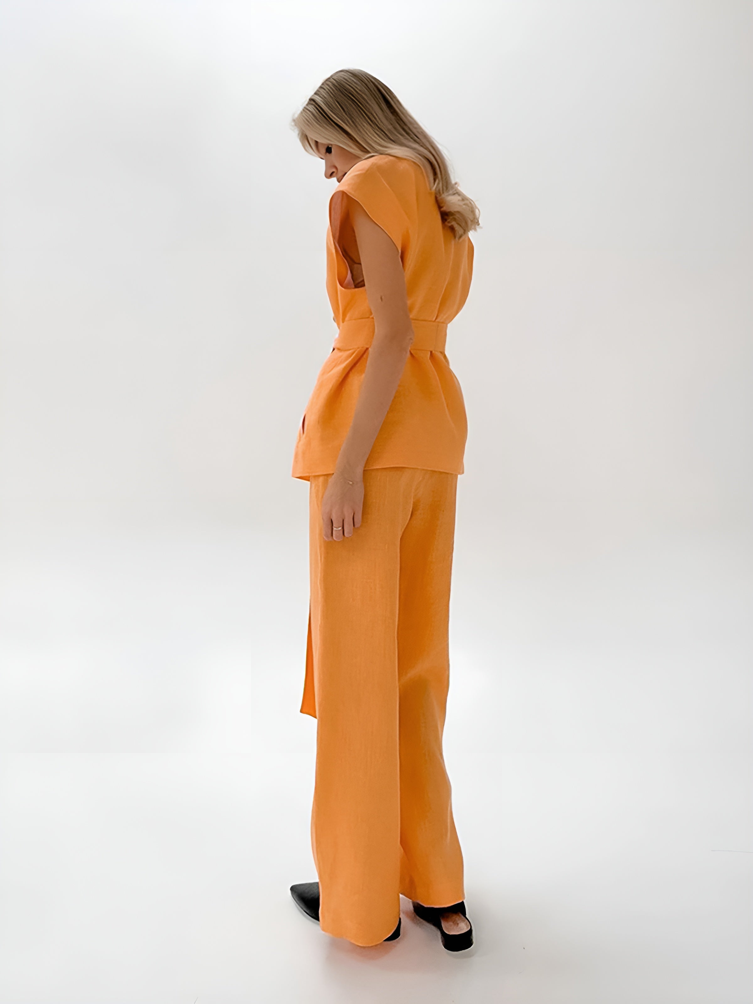 Maxct Cotton & Linen Plain Pants Set