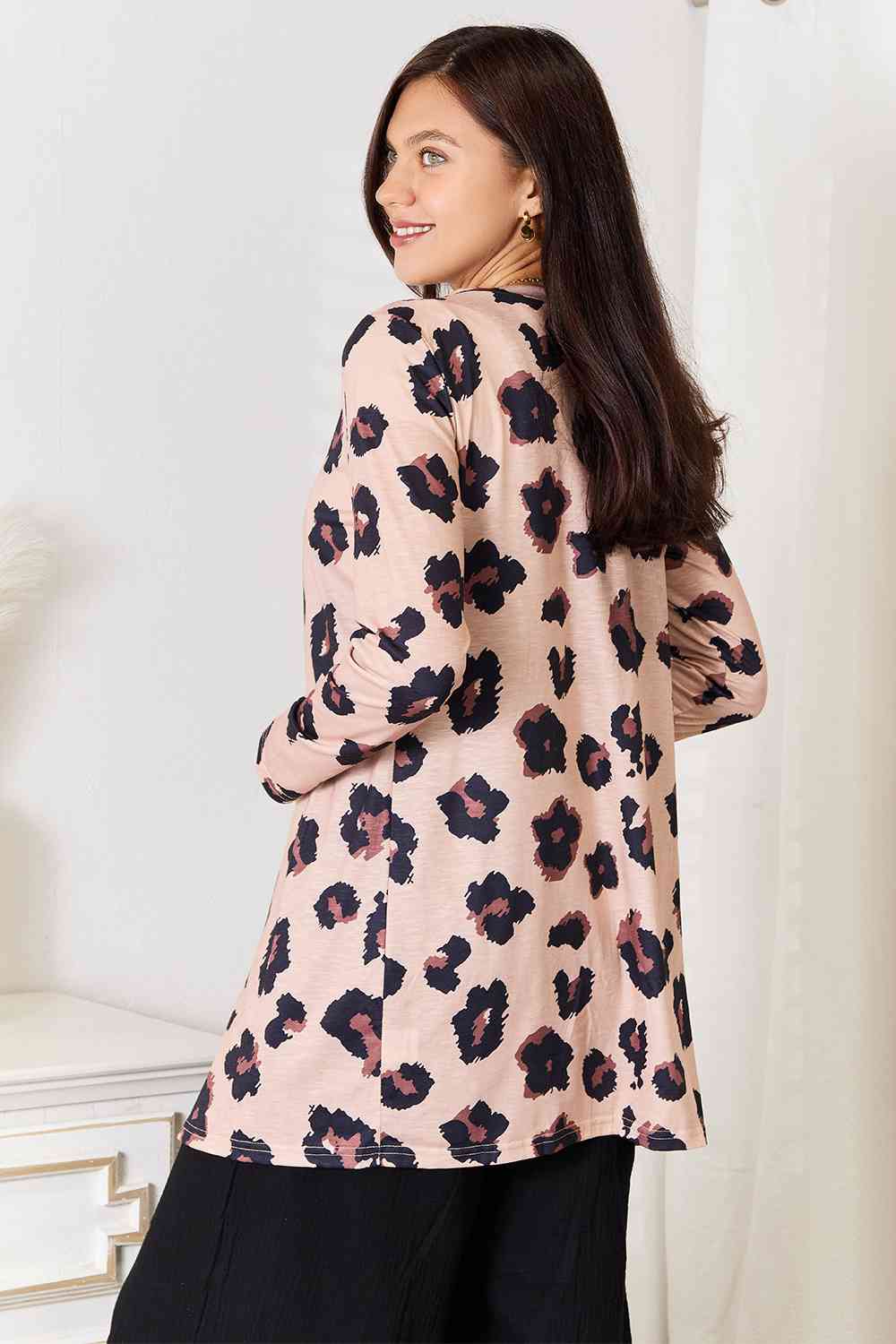 Maxct &Double Take Printed Button Front Longline Cardigan