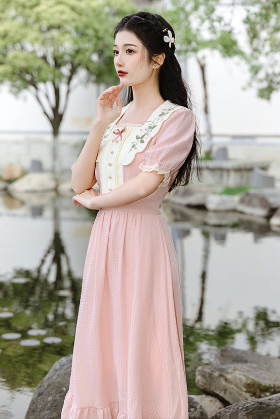 Sweet Floral Embroidered Midi Dress Maxct