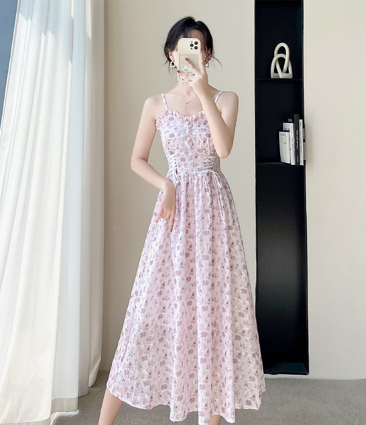 May Flowers Lace Up Cami Dress Maxct