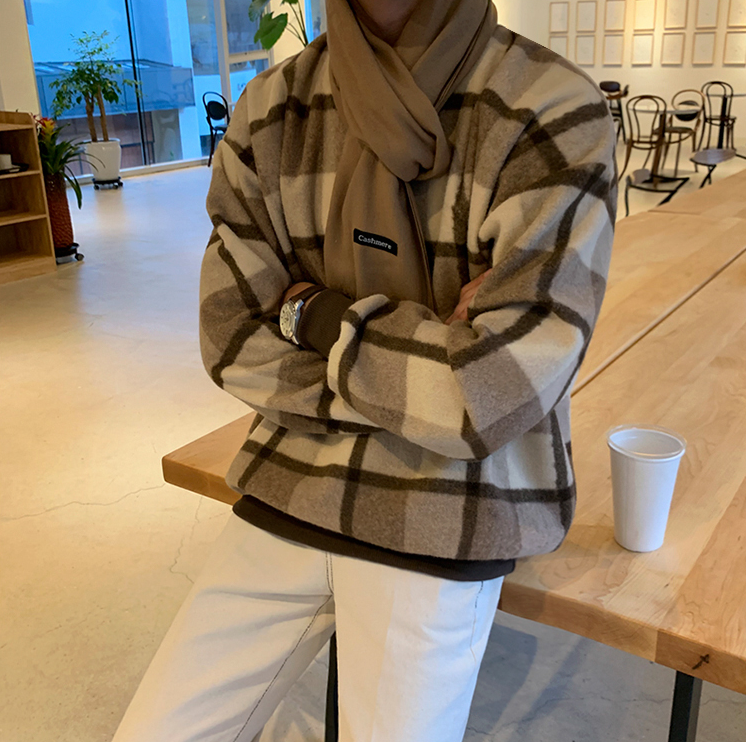Maxct 3472 Woolen Knitted Plaid Sweater