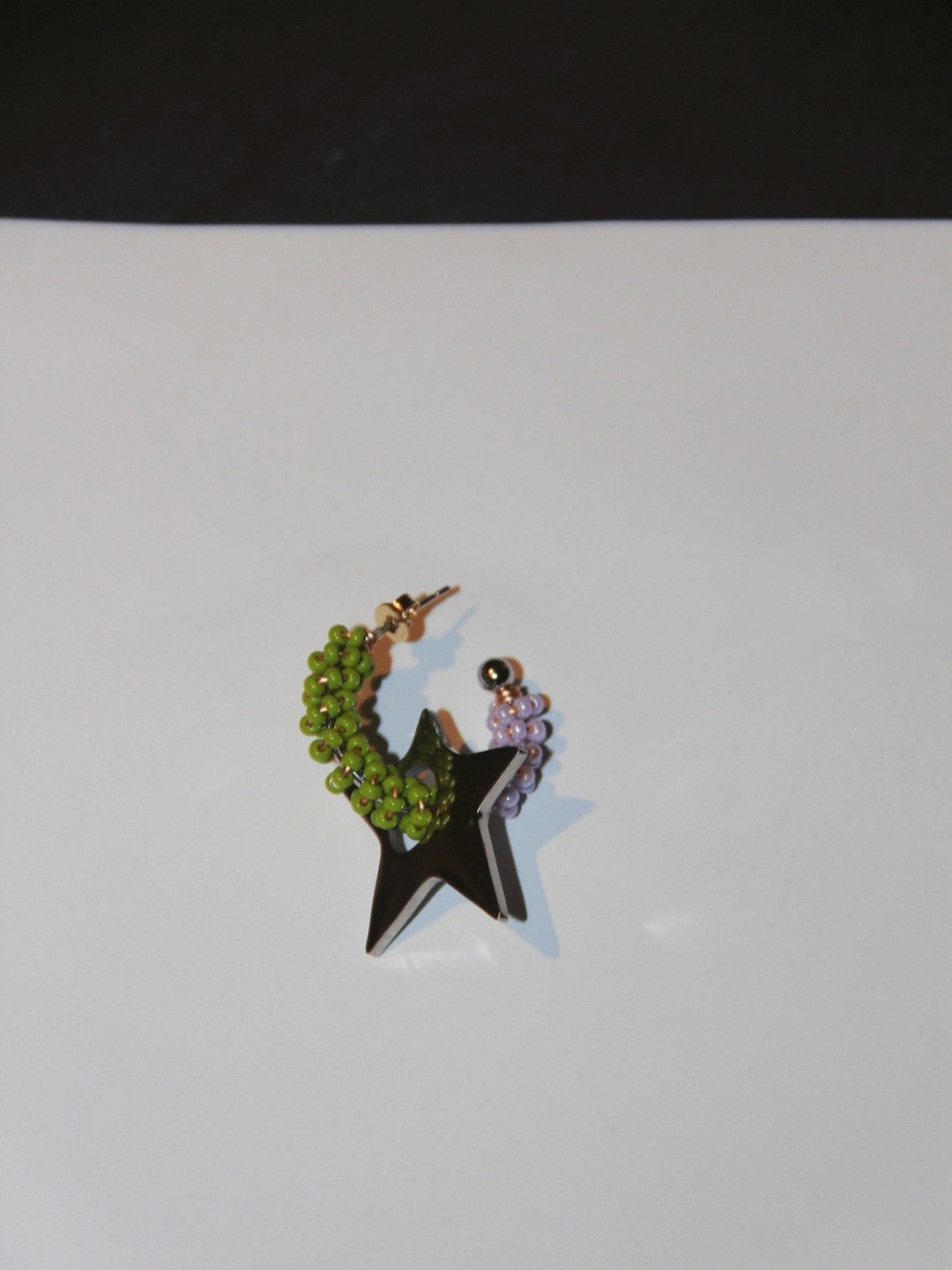 Metal Star Beaded Hoop Earrings