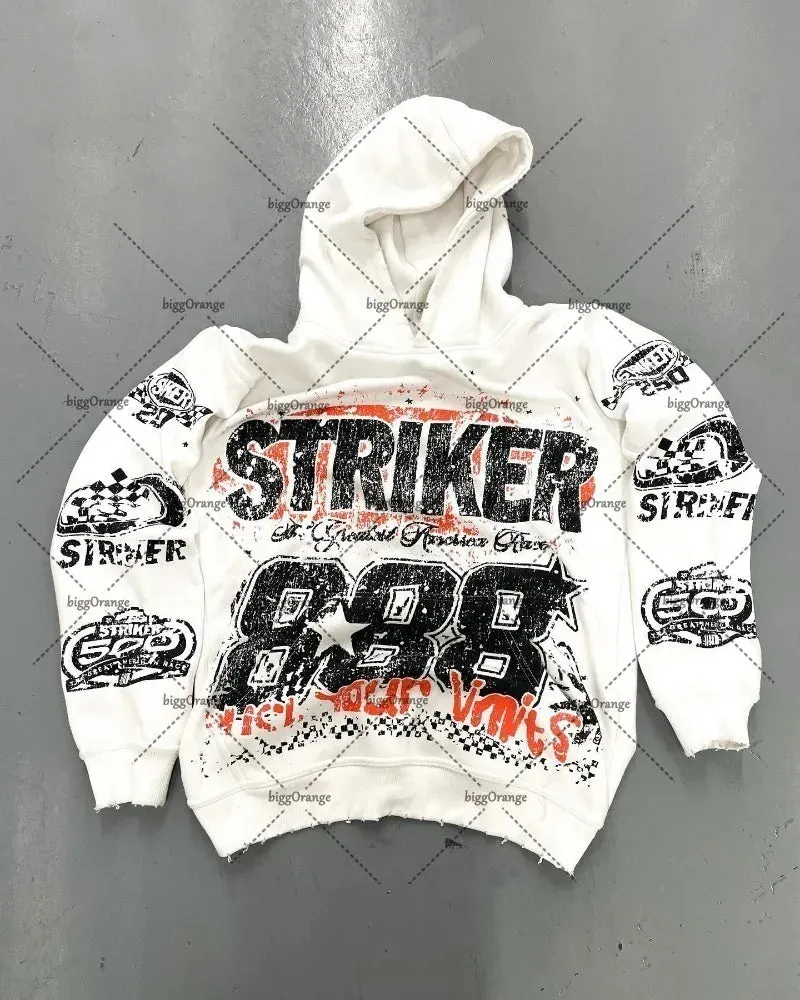 Maxct European and American High Street Fashion Brand Clothing Printed Loose Pullover Hoodie Men Street Hip-hop Oversized Sweatshirt