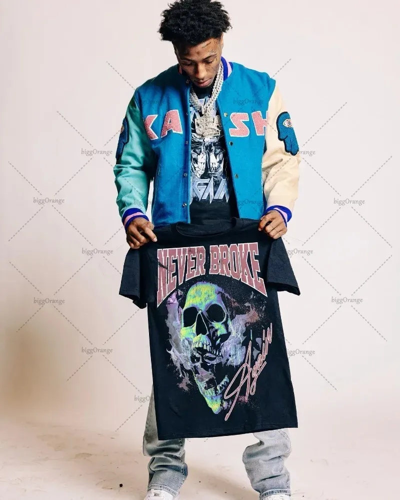 European and American trendy brand new clothing printed oversized T-shirt men Y2K high street hip-hop loose casual short-sleeved