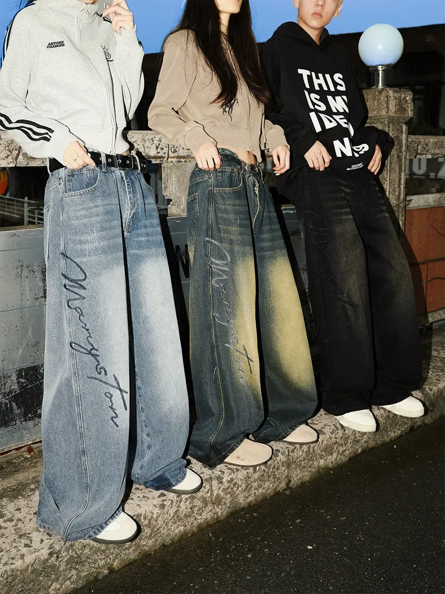 MANYSTON Logo Washed Jeans Maxct