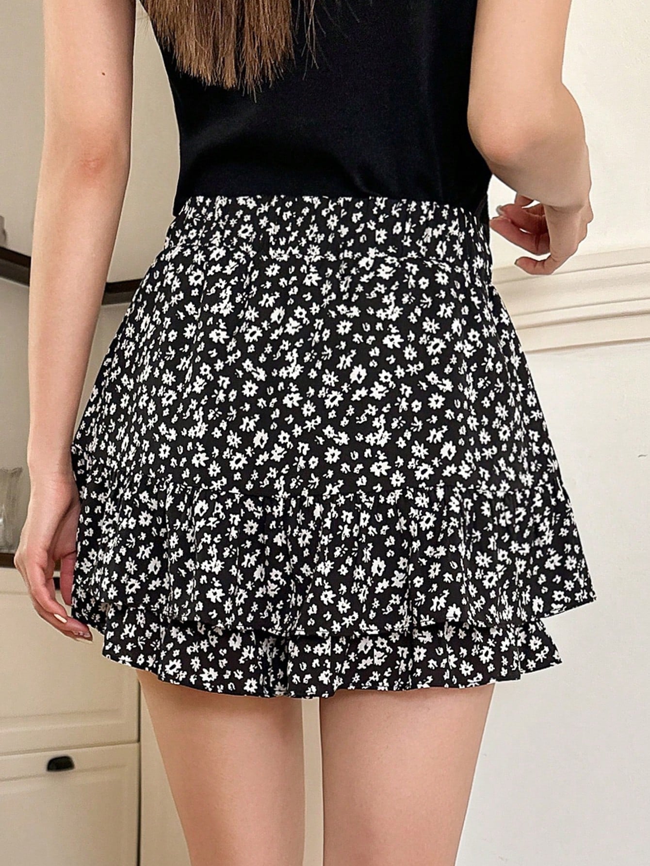 Maxct Women Floral Printed Ruffle Hem Sleep Dress/Pants