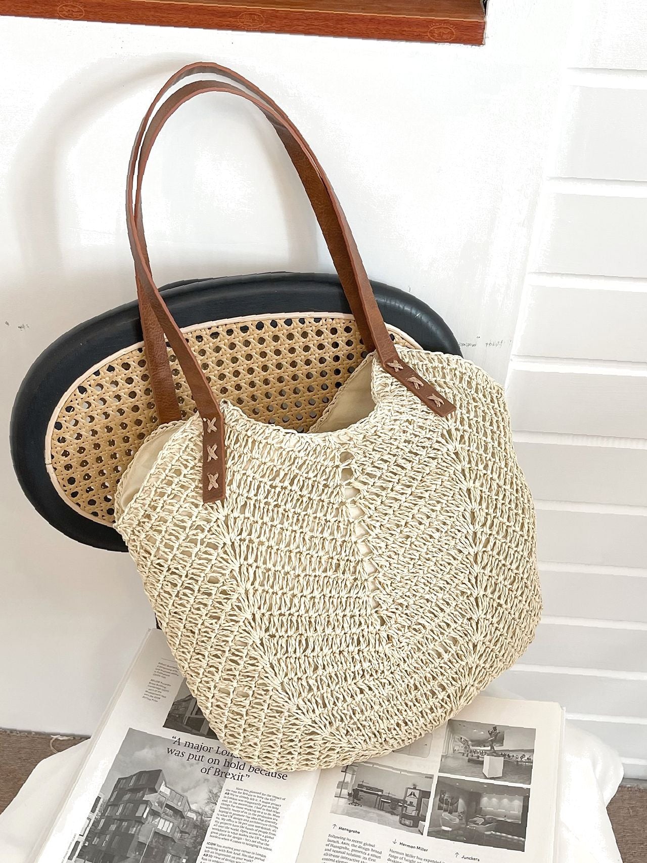 Maxct - Hollow Out Straw Bag  - Women Tote Bags