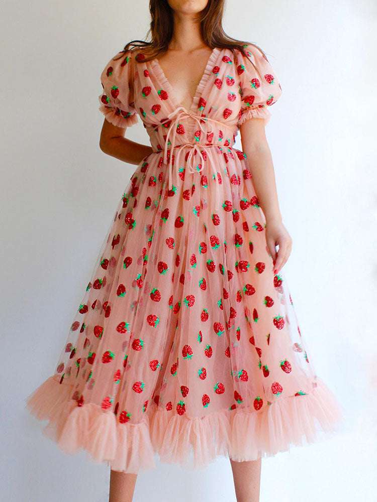 Strawberry Sequin Sweet Dress Maxct