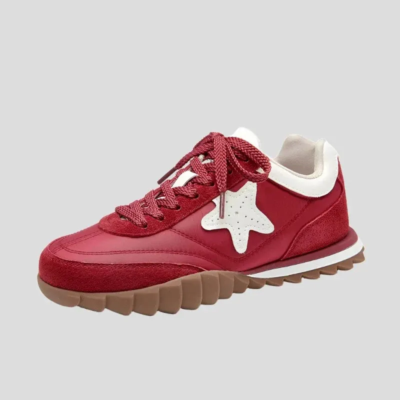 Star Applique Suede Patchwork Women's Casual Sneakers Maxct