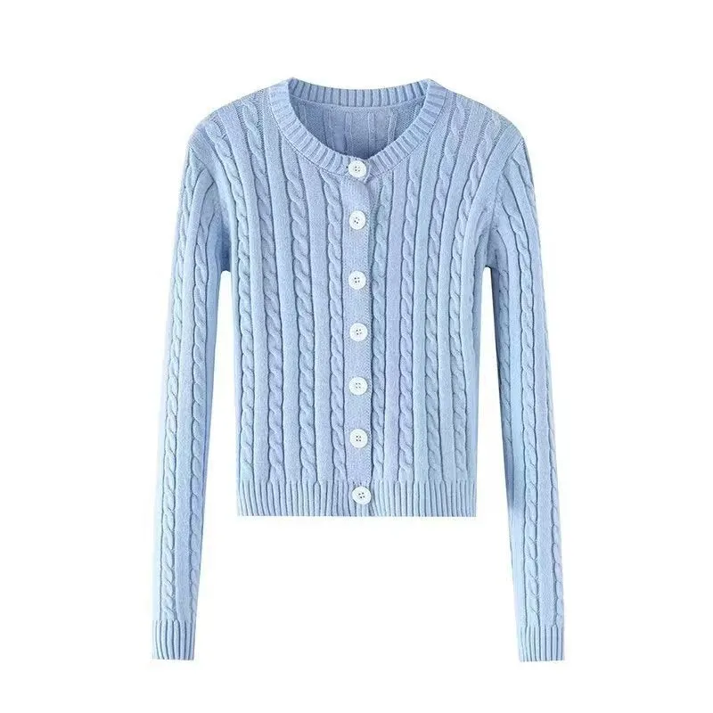 Maxct Solid Color Cable Knit Cardigan
