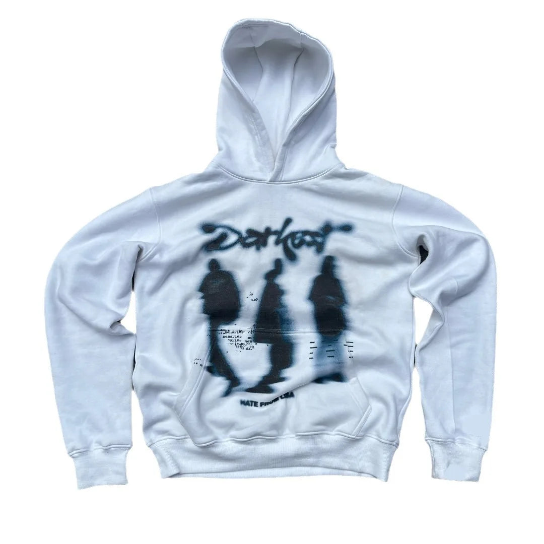 Maxct Y2k Winter Long Sleeved Hoodie Sweatshirt Oversized Winter Clothes Streetwear Y2k Vintage Punk Graffiti Print Top School Ootd