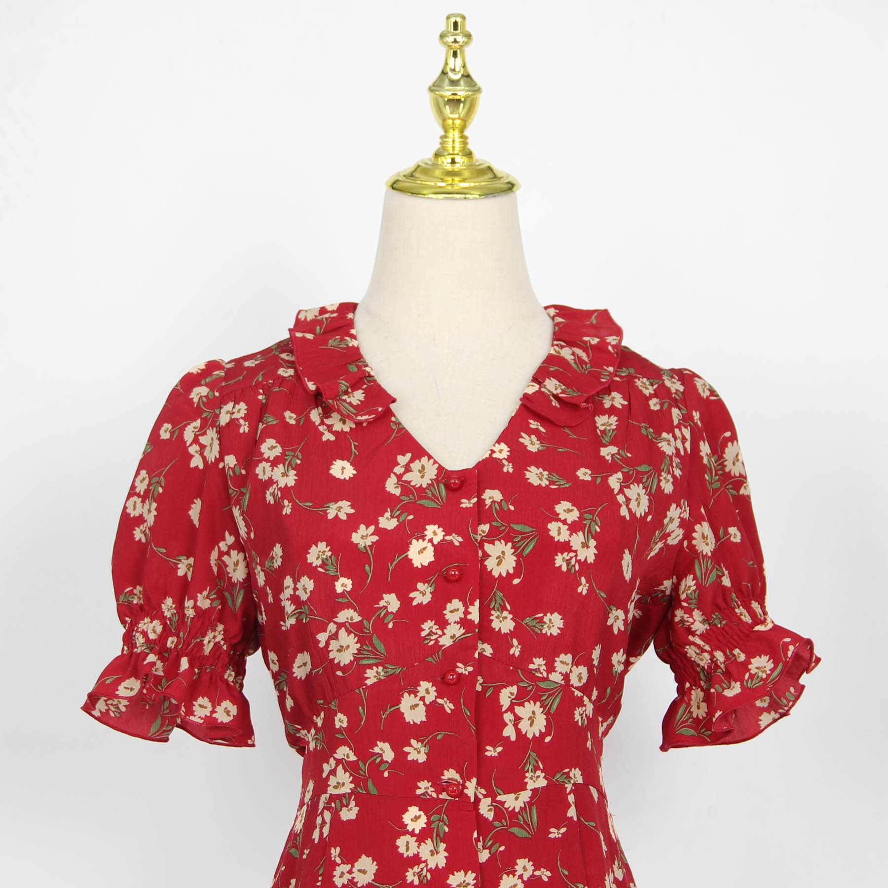 Floral Blossom Puff Sleeve Dress Maxct