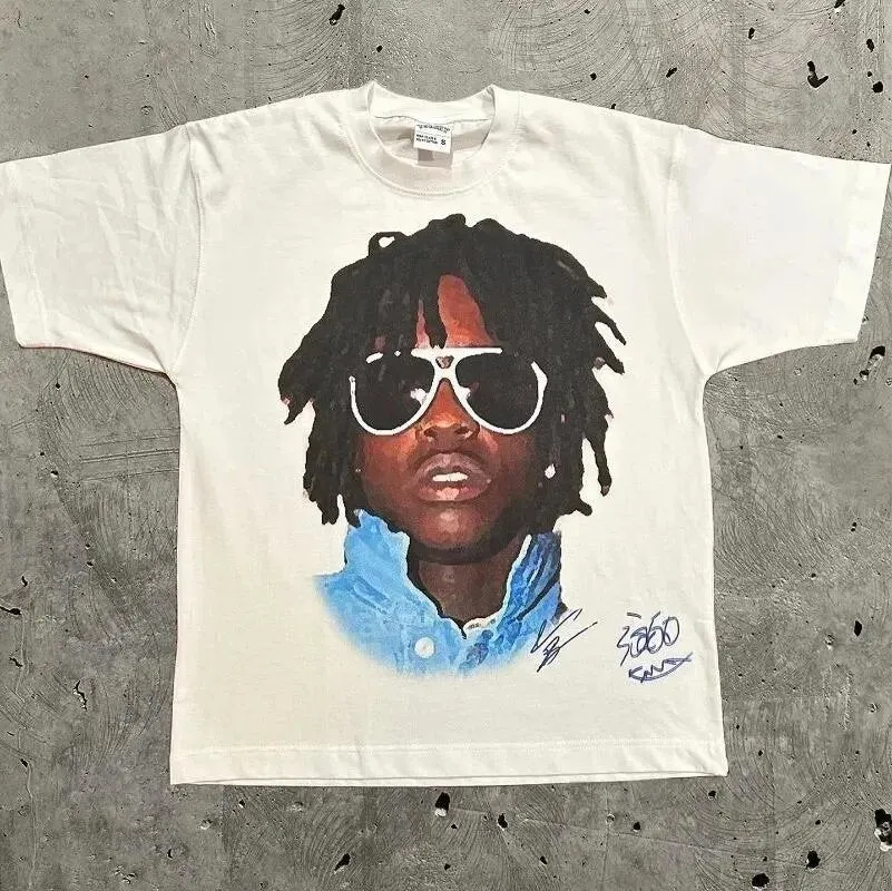 Maxct 90S Streetwear Men'S T-Shirt Retro Trend Portrait Print Short Sleeve T-Shirt Y2K Gothic Harajuku Hip Hop Couple Casual Loose 0924