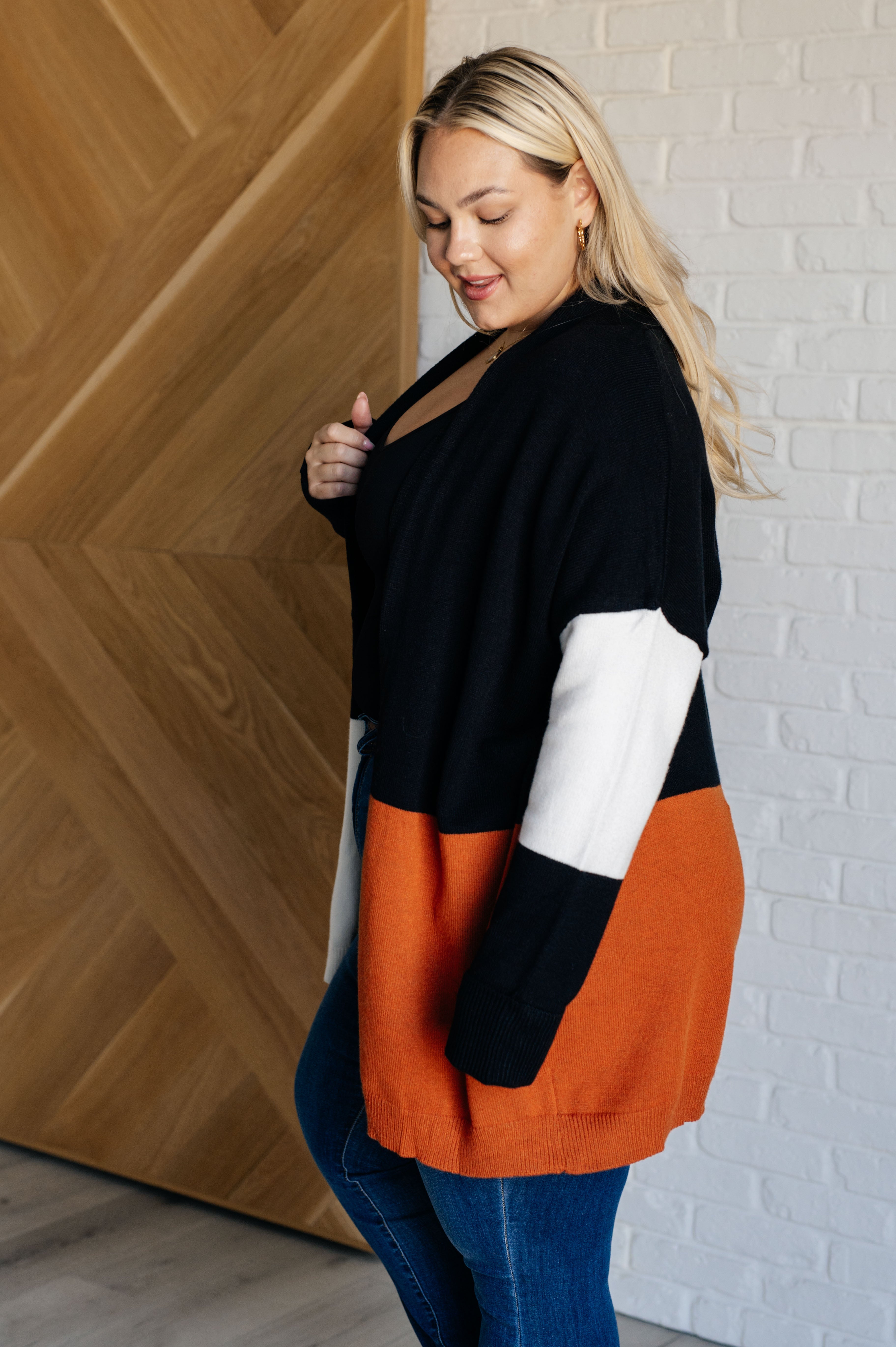 Maxct &Writer's Block Color Block Open Front Cardigan