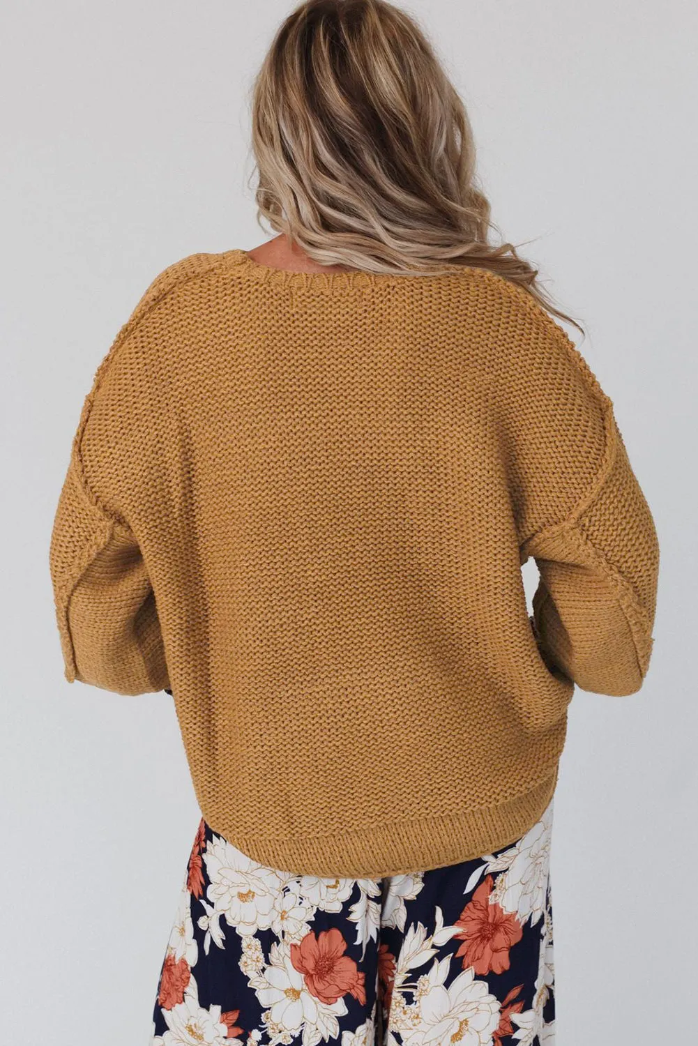 Maxct &Round Neck Dropped Shoulder Sweater