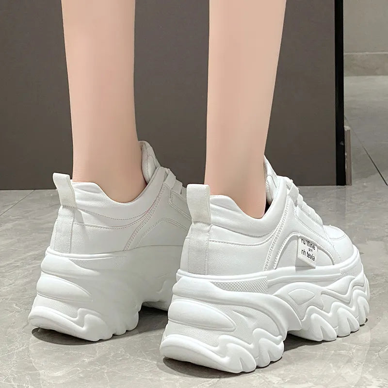 Chunky Platform Sneakers Women Spring Autumn PU Leather Maxct