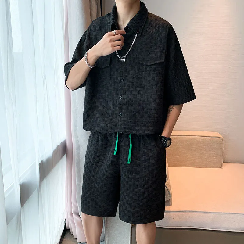 Maxct Pleated Short Sleeve Top Shorts Set