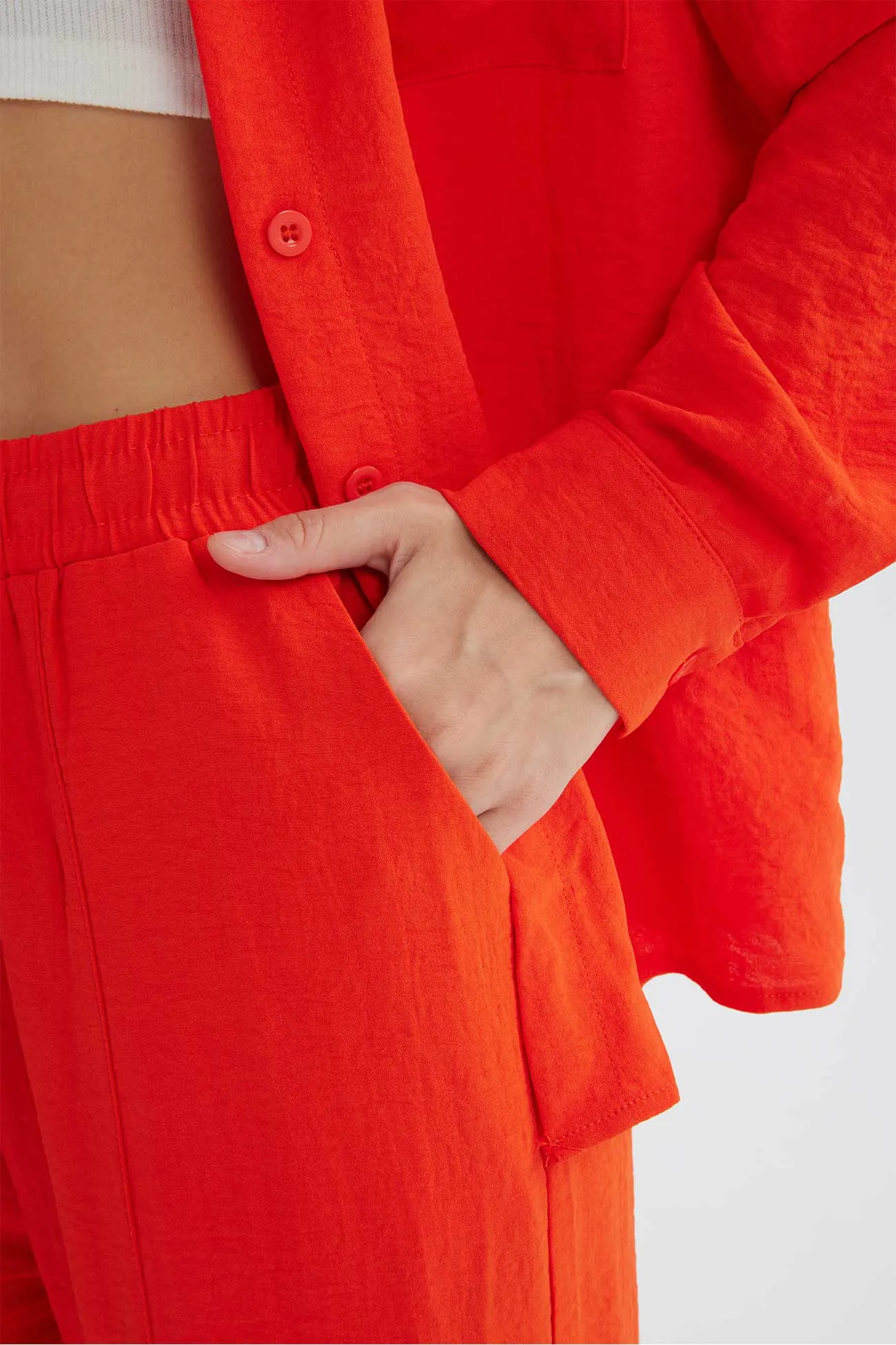 Maxct Long Sleeve Solid Color Shirt Long Pants Set - Image 11