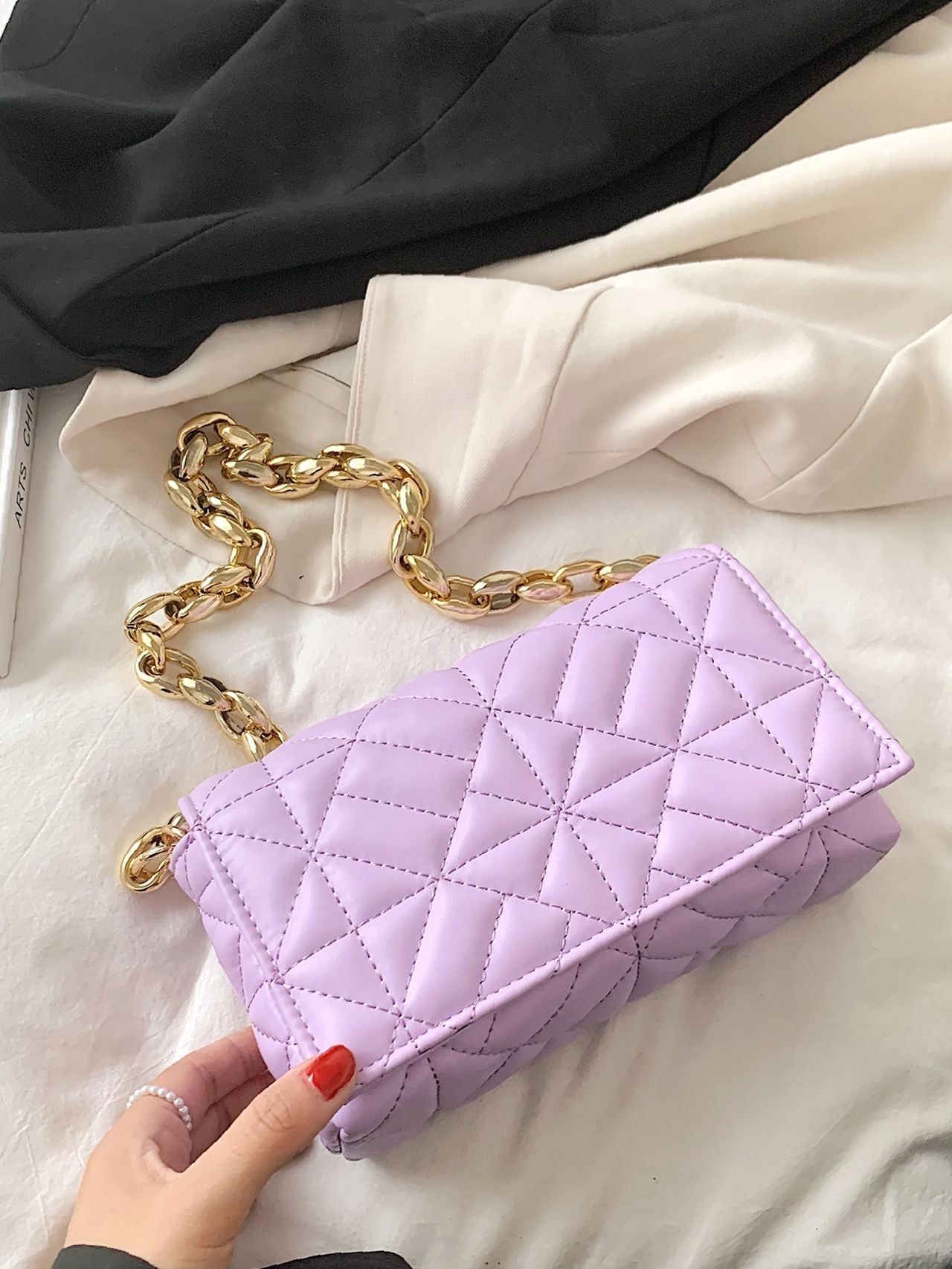 Bag For Love - Minimalist Quilted Flap Square Bag - Women Maxct Bags