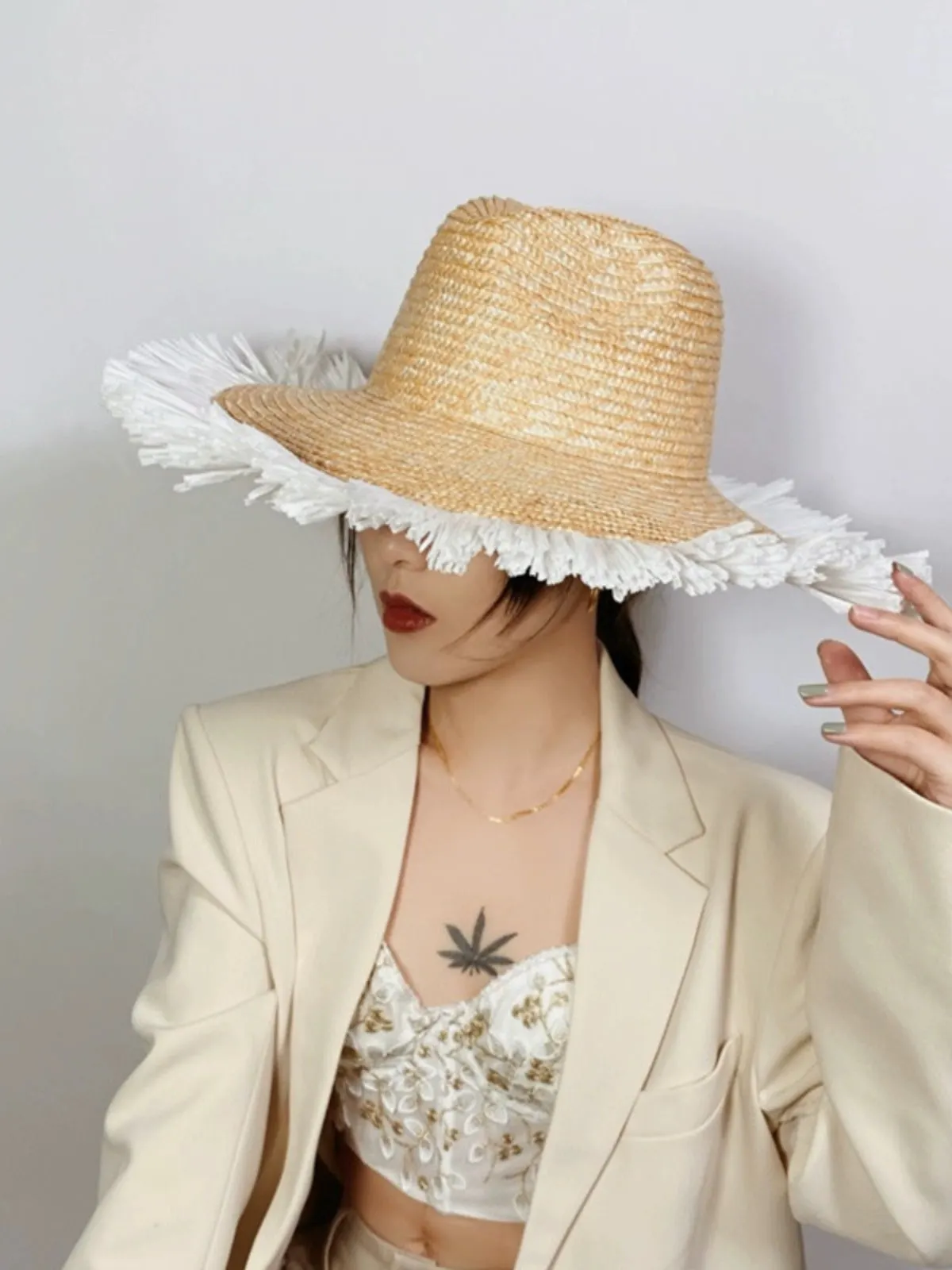 Maxct Sun Hat Fashion Wind Straw Women's Burrs Straw Hat
