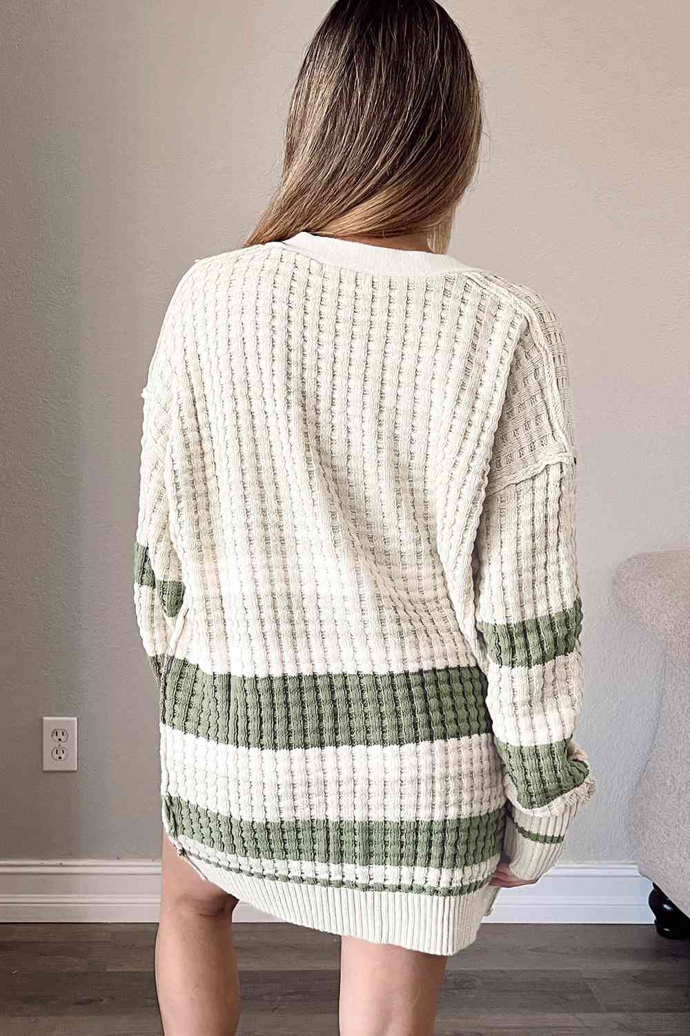 Maxct &Striped Button Down Cardigan