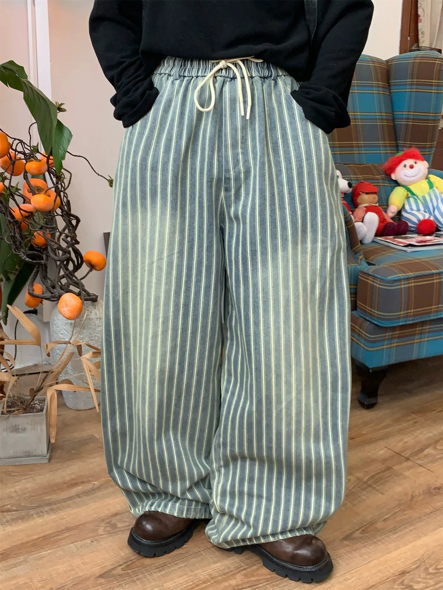 c2 Distressed Striped Jeans Maxct