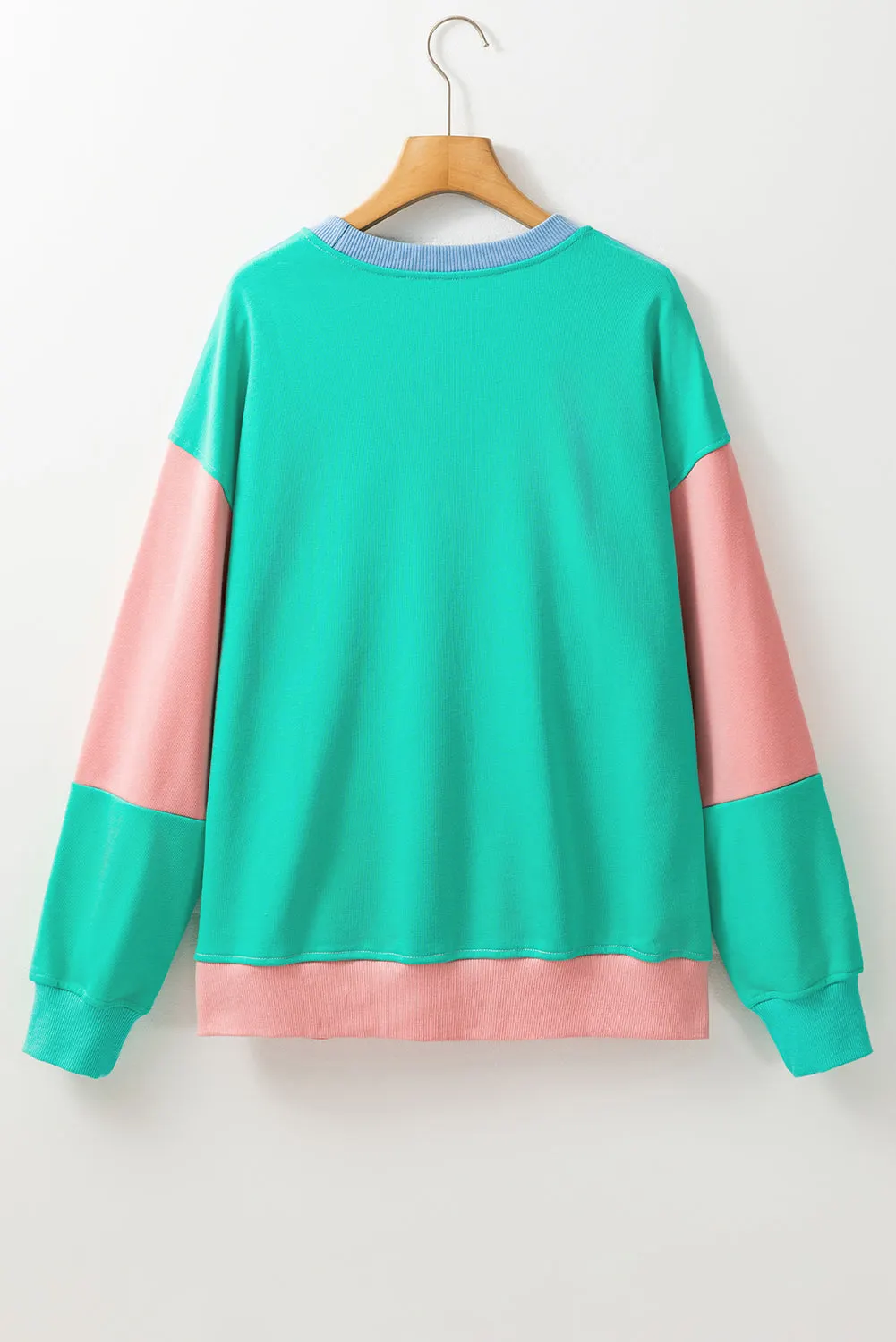 Maxct &Color Block Round Neck Long Sleeve Sweatshirt