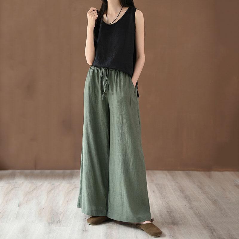 Women Cotton Linen Wide Leg Pants