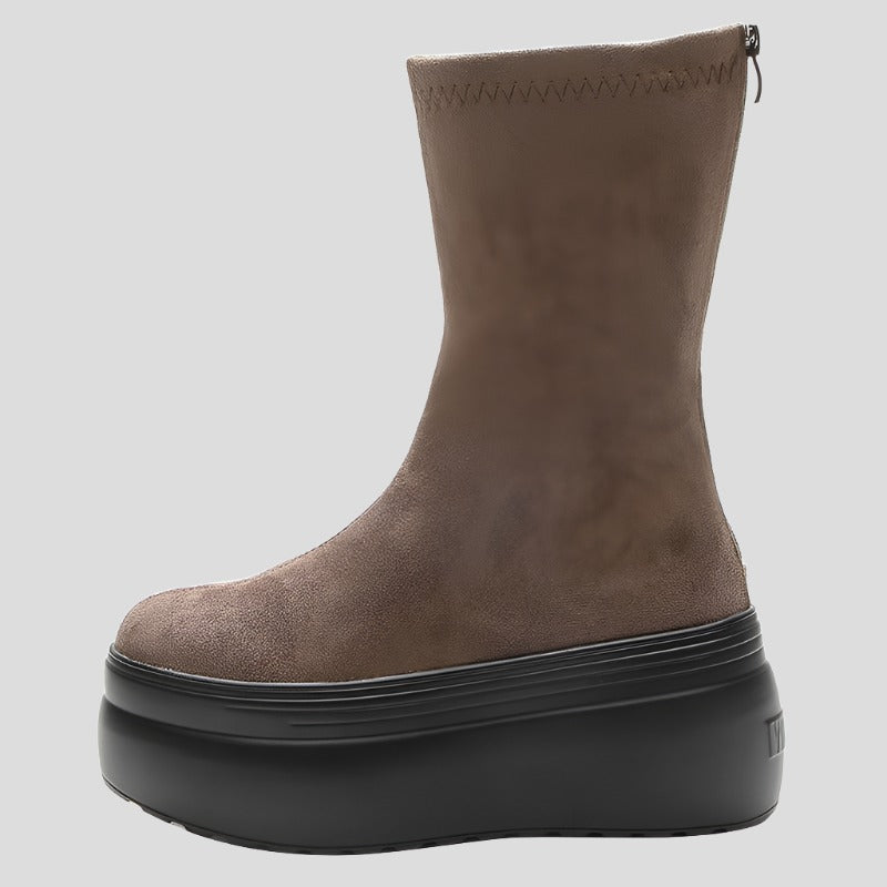 8cm Suede Platform Boots for Women Maxct