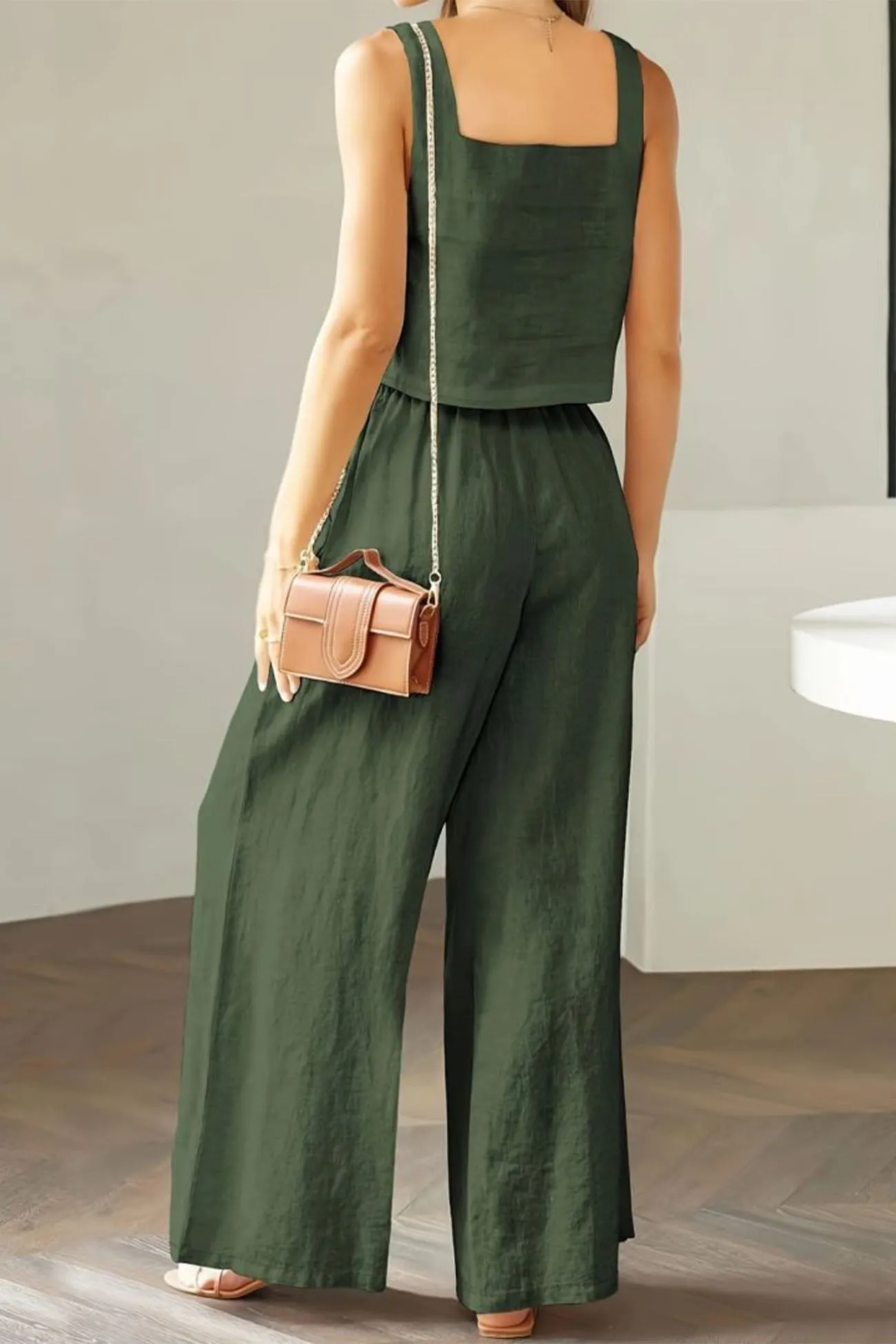Maxct Square Neck Tank Top Long Pants Set