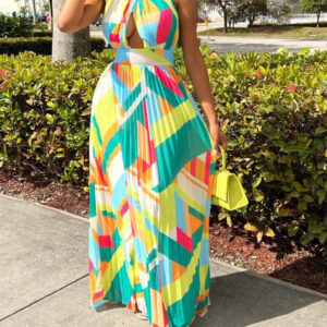 Halter Pleated Maxi Dress Maxct