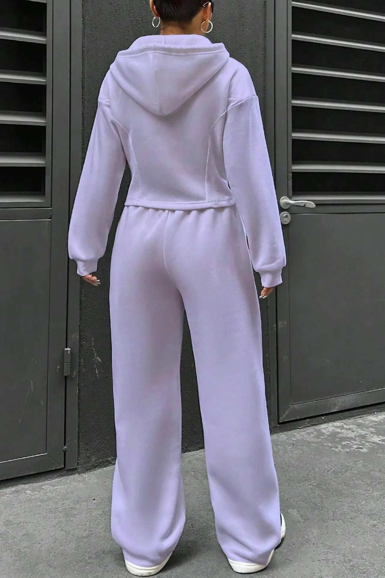 Maxct Solid Slim Fit Hoodie Pants Suits