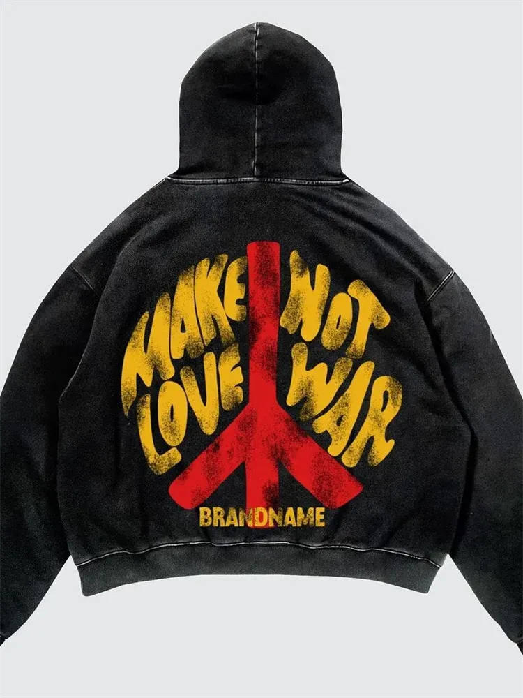 Maxct Y2k Women's Clothing Washed Hoodies Sweatshirt Pullover Long Sleeved Tops Oversize Streetwear Vintage Printed Pattern Clothing