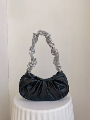 Bag For Love - Drawstring Design Rhinestone Chain Bag - Women Maxct Bags