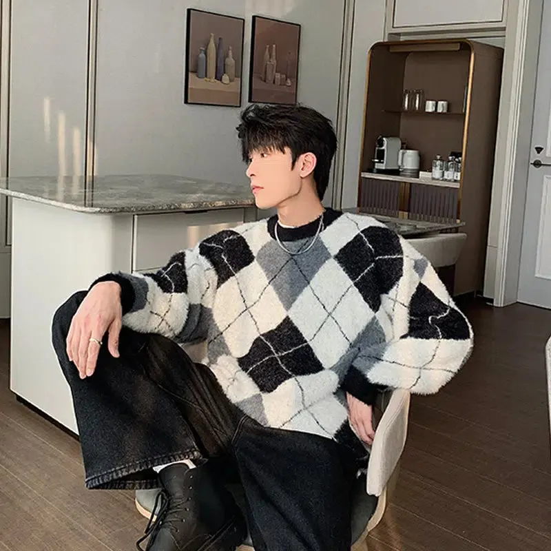 Maxct Colorblock Argyle Rhombus Sweater
